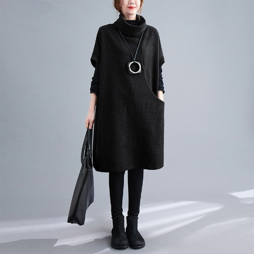 Elegant Turtleneck Plus Sizes Loose Dresses