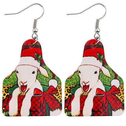 Christmas Vintage Animal Print Earrings 2 Sets