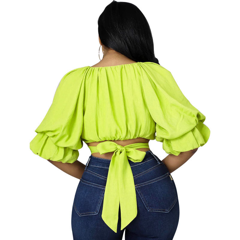 Designed Half Sleeves Spring Blouses for Women