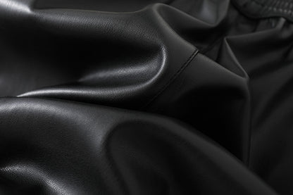 Black Pu Leather High Waist Shorts for Women