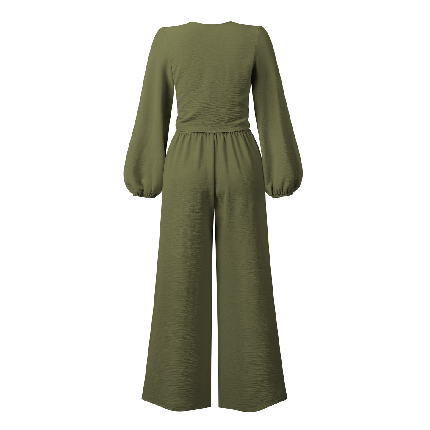 Sexy Long Sleeves Tops & Wide Legs Pants Women Suits