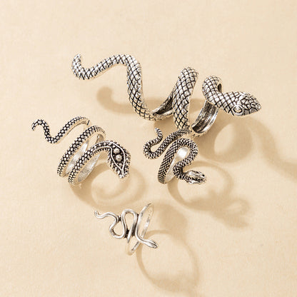 Vintage Cool Snake Shape Rings for Women 4pcs/set