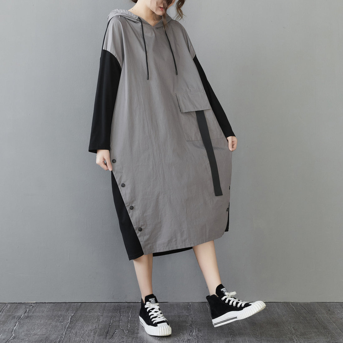 Women Plus Sizes Fall Long Sleeves Hoodies Dresses