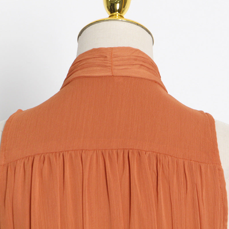 Chiffon High Neck Sleeveless Long Dresses