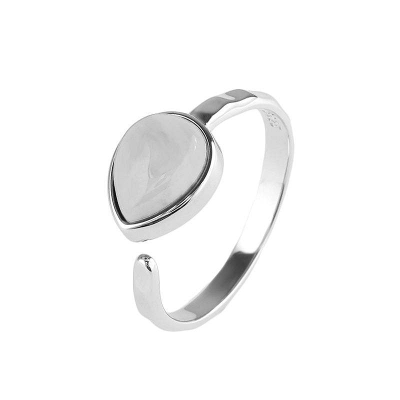 Vintage Water Drop Design Sterling Silver Ring for Women