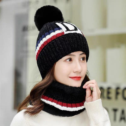 Women Fleeced Lined Knitting Warm Hats+Scarfs--Free Shipping at meselling99