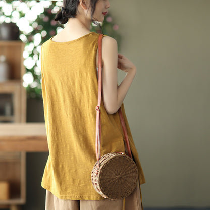 Vintage Cotton Sleeveless Women Crop Tops
