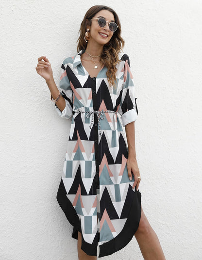 Leisure Long Sleeves Women Short Fall Shirt Dresses-STYLEGOING