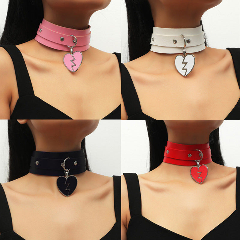 Sweetheart Design PU Leather Clavicle Chain