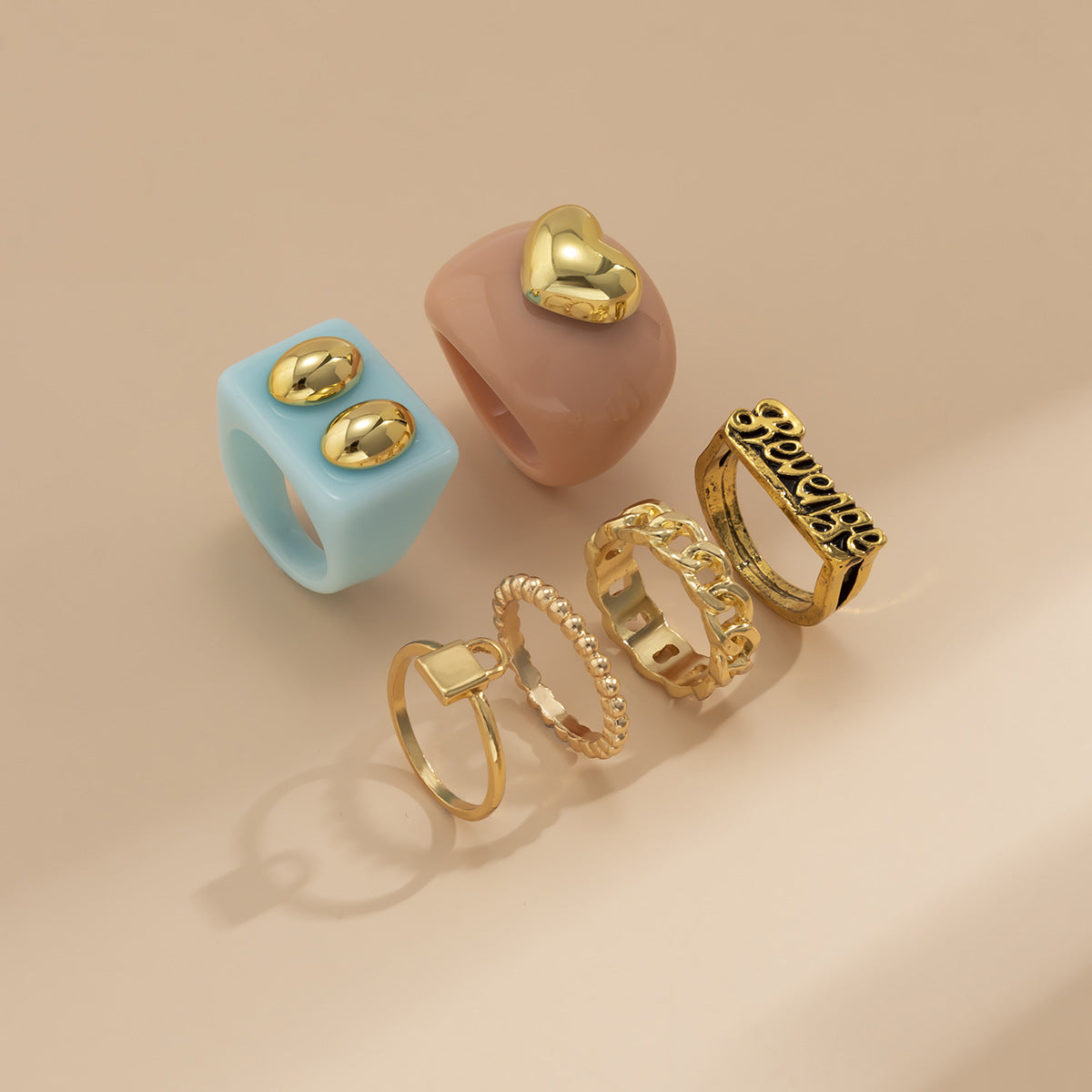 Fashion Sweet Letter Design Women Ring 6pcs/set