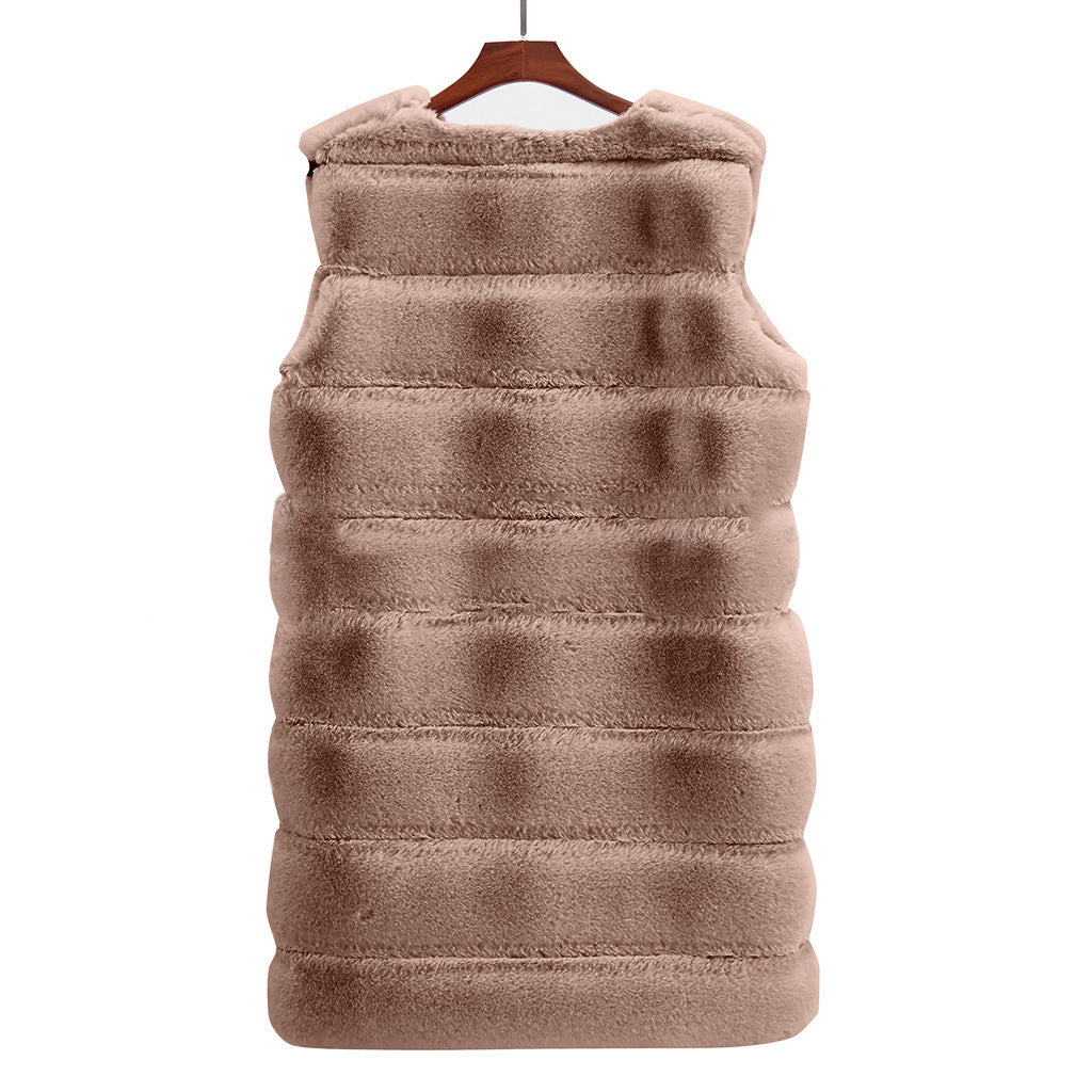 Artificial Fur Warm Winter Long Vest for Women