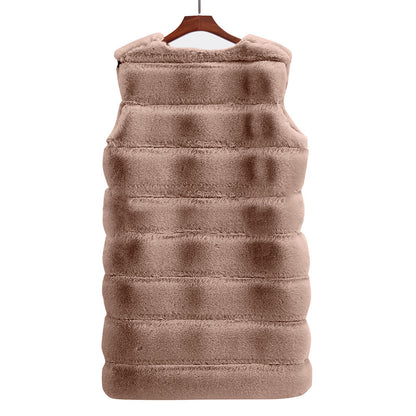 Artificial Fur Warm Winter Long Vest for Women