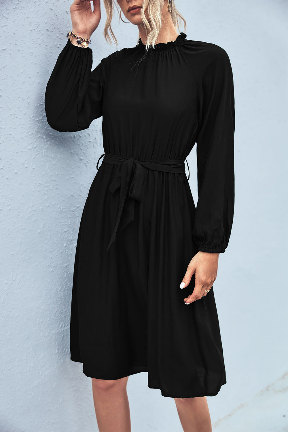 Elegant Long Sleeves Lace Up Women Dresses