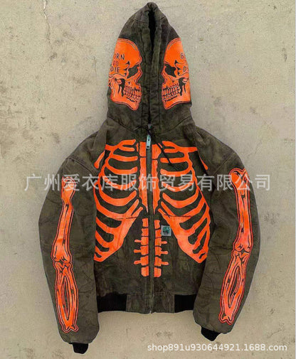 Women Flower Skull Long Sleeve Hoodies Sweater