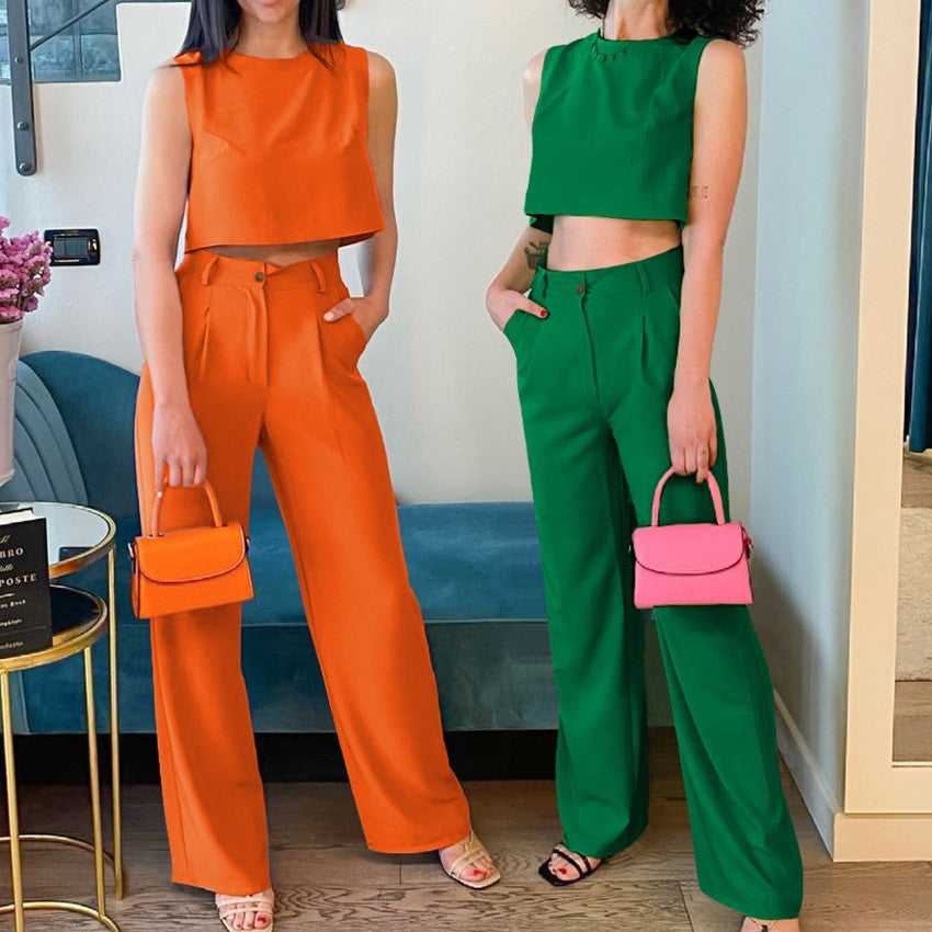 Summer Sleeveless Tops and Wide Leg Pants Summer Outfits