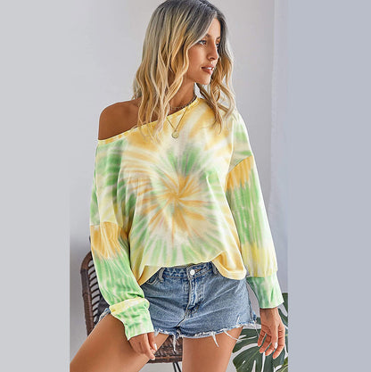 Casual Dyed Round Neck Long Sleeves Blouses
