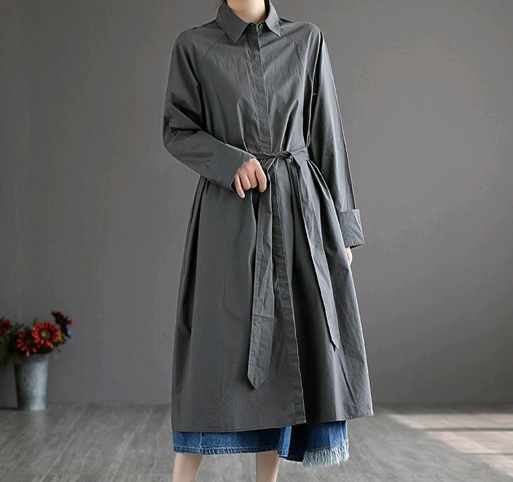Women Slim Waist Flong Midi Length Fall Overcoat-STYLEGOING