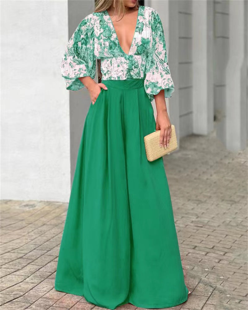 Sexy Deep V Neck Summer Two Pieces Women Suits
