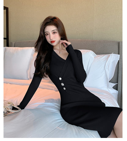 Sexy V Neck Knitted Tight Dresses