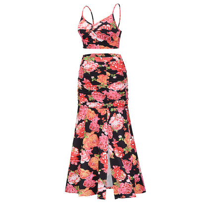 Sexy Floral Split Front Two Pieces Summer Dresses