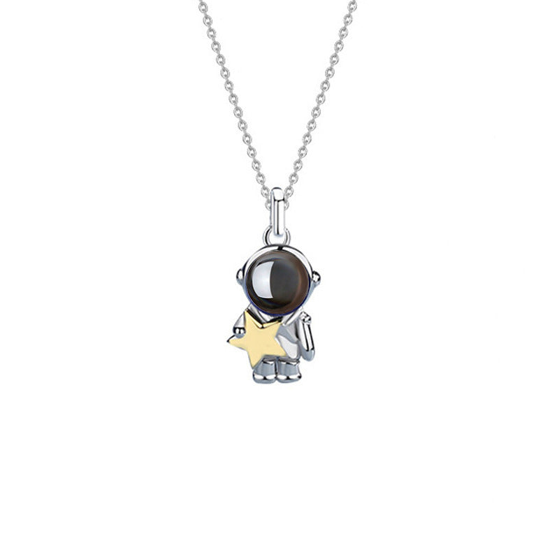 Astronaut Star&Moon Design Sterling Silver Necklaces