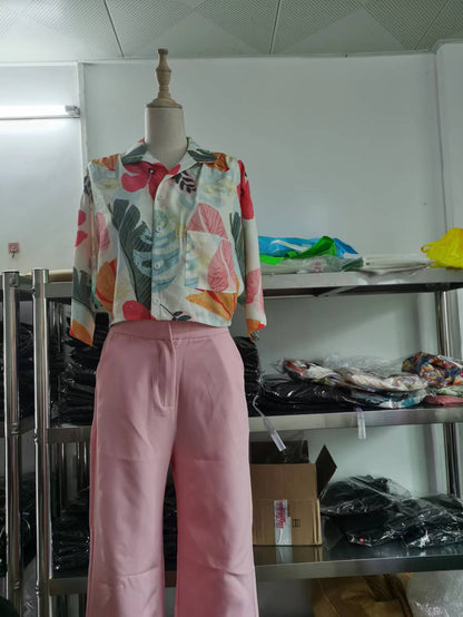 Casual Pink Office Lady Summer Women Out Suits