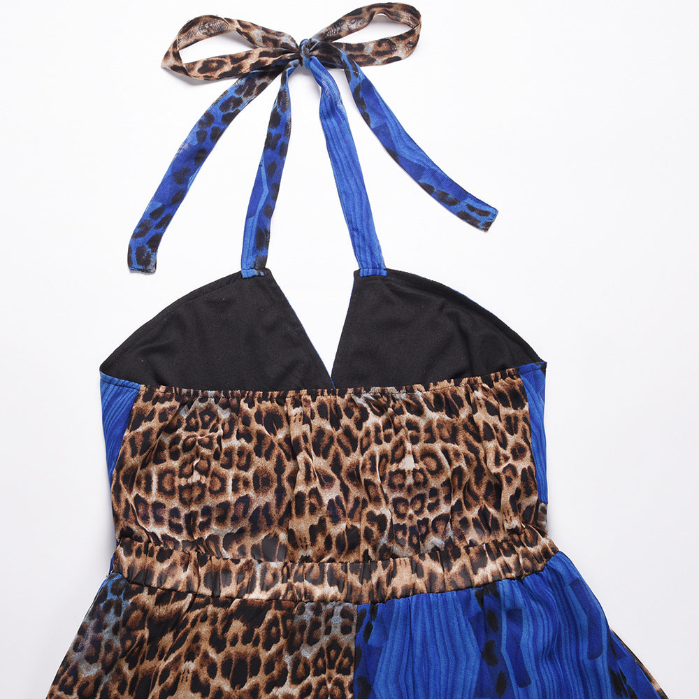 Sexy Leopard Backless Chiffon Boho Dresses