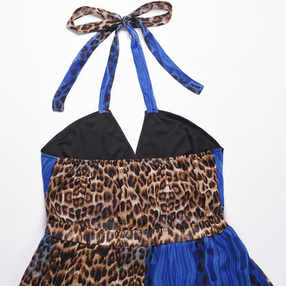 Sexy Leopard Backless Chiffon Boho Dresses