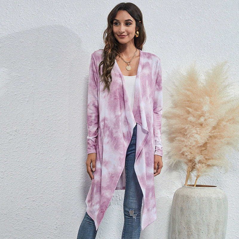 Irregular Design Dyed Long Cardigan Coats for Women