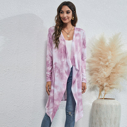 Irregular Design Dyed Long Cardigan Coats for Women