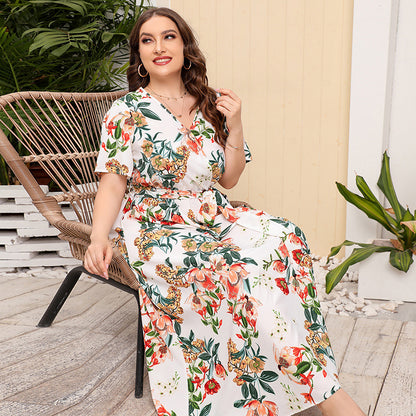Women Floral Print Plus Sizes Dresses