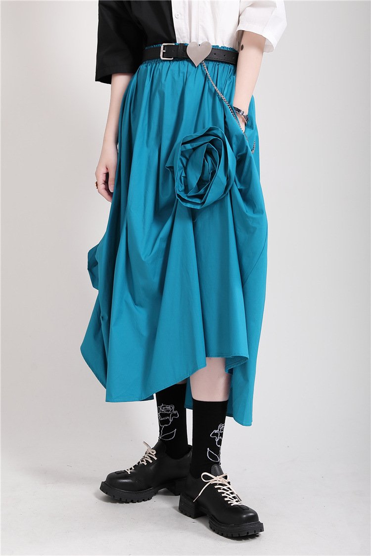 Casual 3D Flower Decoration Women Skirts