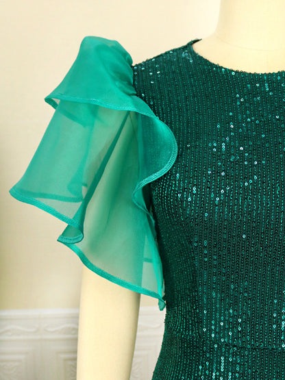 Sexy See Through Green Evening Party Dresses