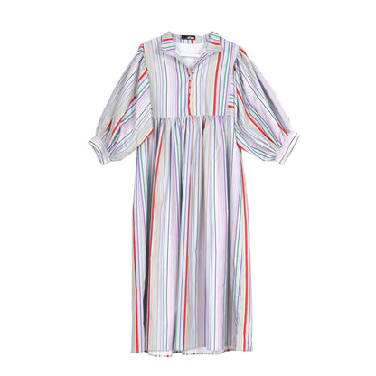 Vintage Rainbow Designed Women Fall Dresses
