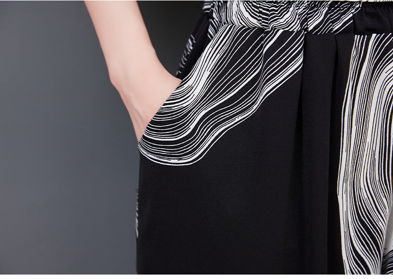 Fashion Chiffon Plus Sizes Shirts & Wide Legs Pants