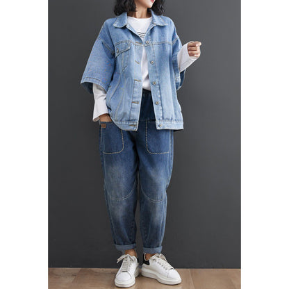 Casual Plus Sizes Fall Denim Vest for Women