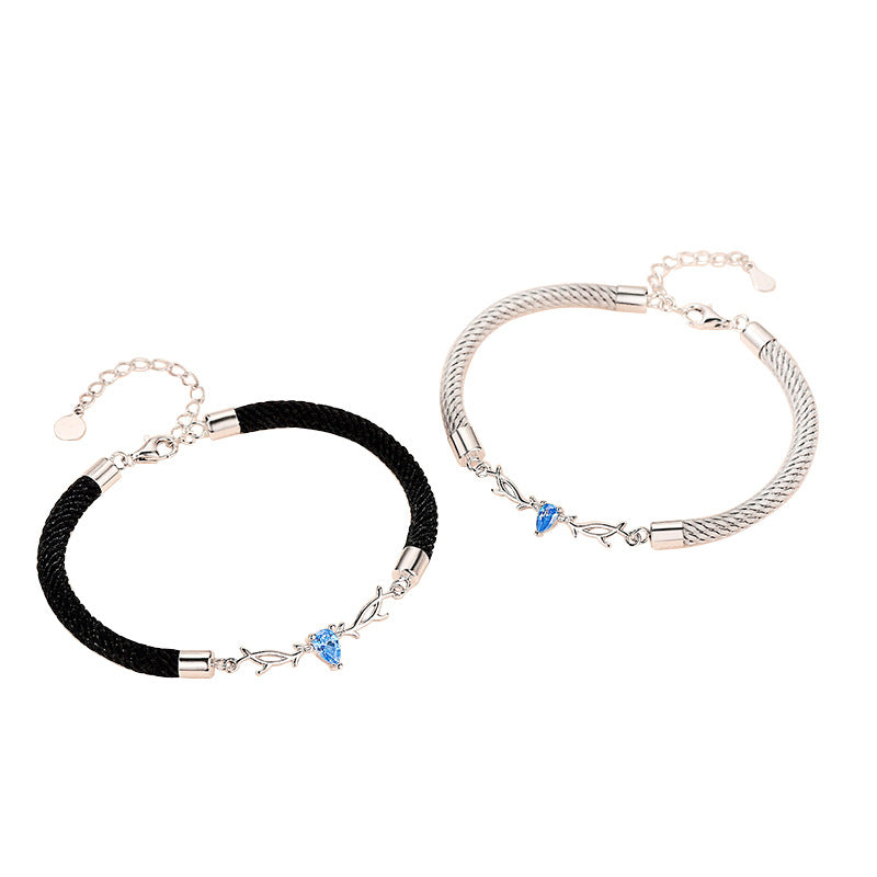 You Always Here Designed His and Hers Couple Silver Bracelets