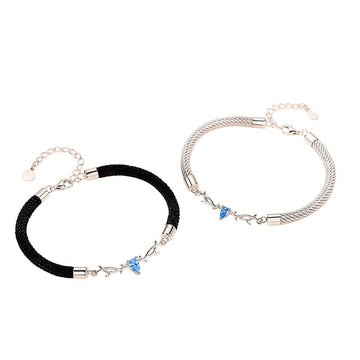 You Always Here Designed His and Hers Couple Silver Bracelets