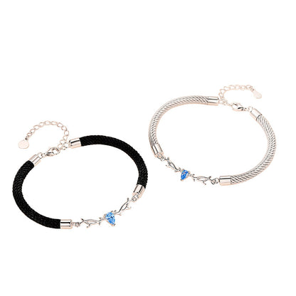 You Always Here Designed His and Hers Couple Silver Bracelets