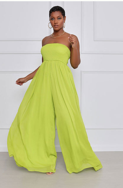Sexy Strapless High Waist Chiffon Summer Jumpsuits