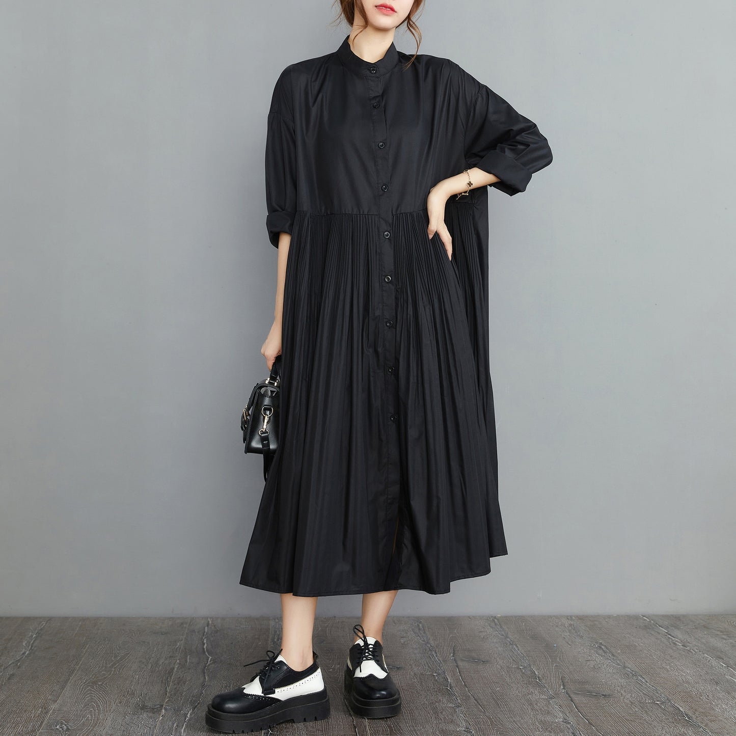 Vintage Stand Collar Plus Sizes Fall Shirts Dresses