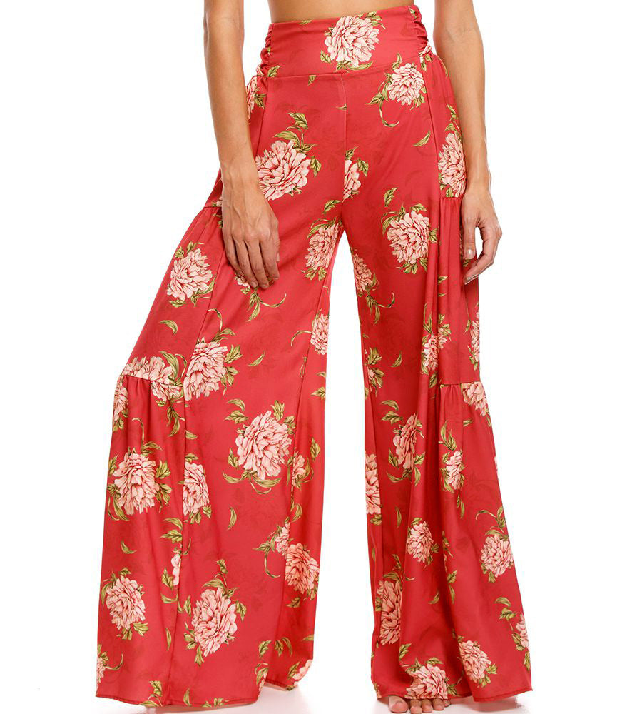 Casual Summer Floral Print Trumpet Pants for Women