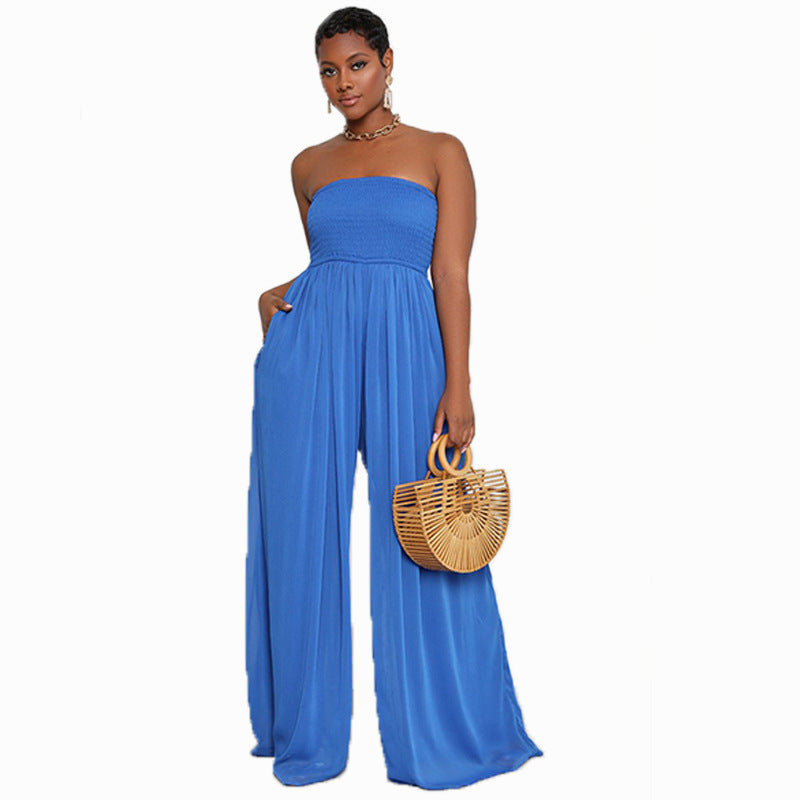 Sexy Strapless High Waist Chiffon Summer Jumpsuits