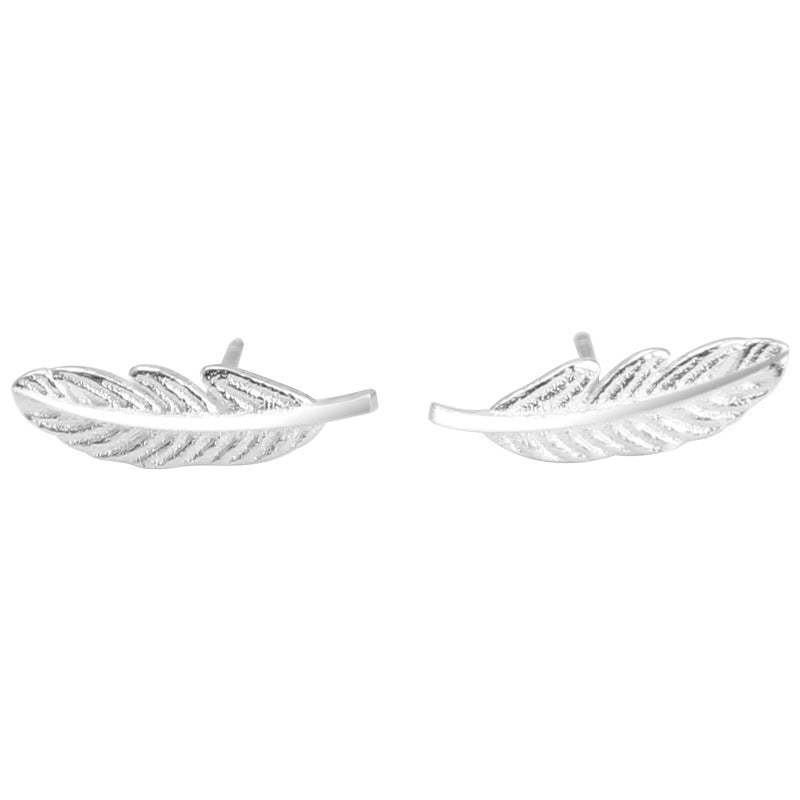 Feather Design Sterling Silver Studs for Women