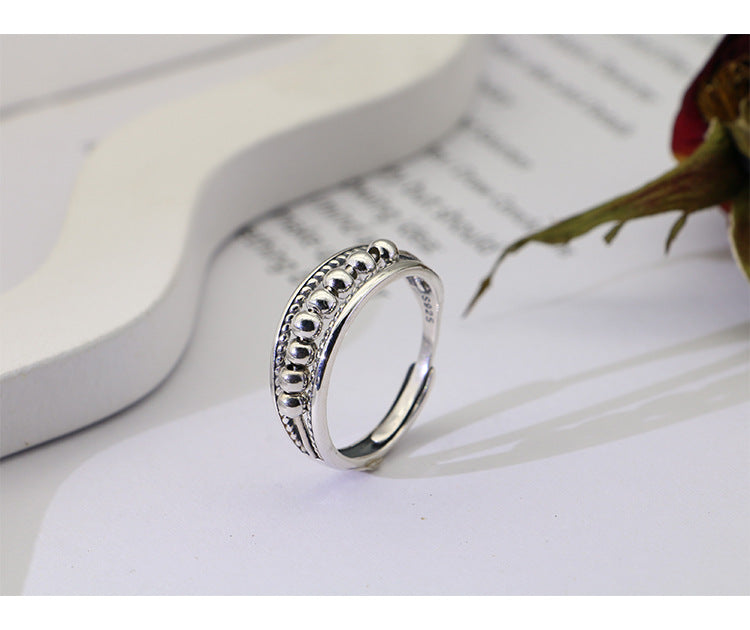 Dot Design Vintage Sterling Sliver Open End Rings