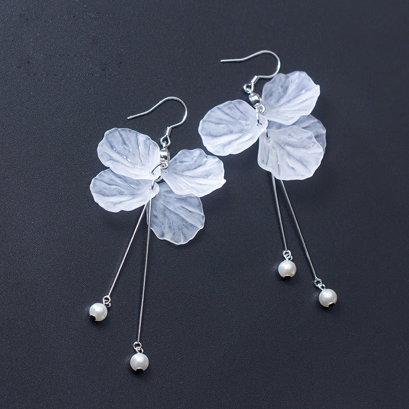 Preserved Fresh Flower Fairy Tassels Dangle Earrings for Women
