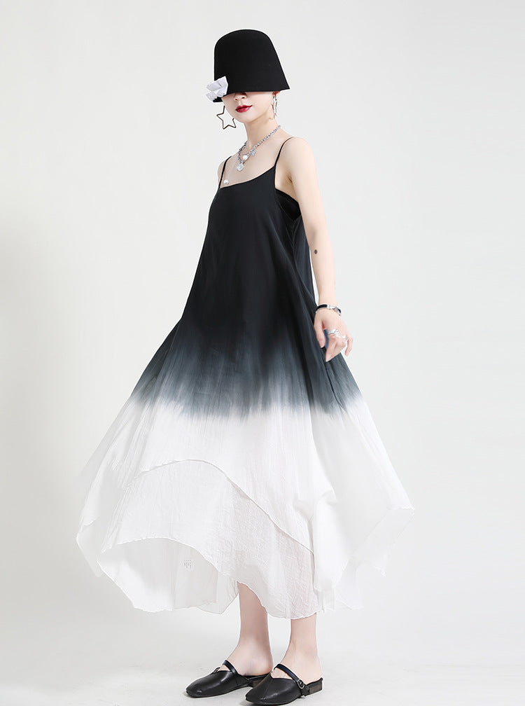 Summer Linen Dyed Irregular Sleeveless Long Dresses