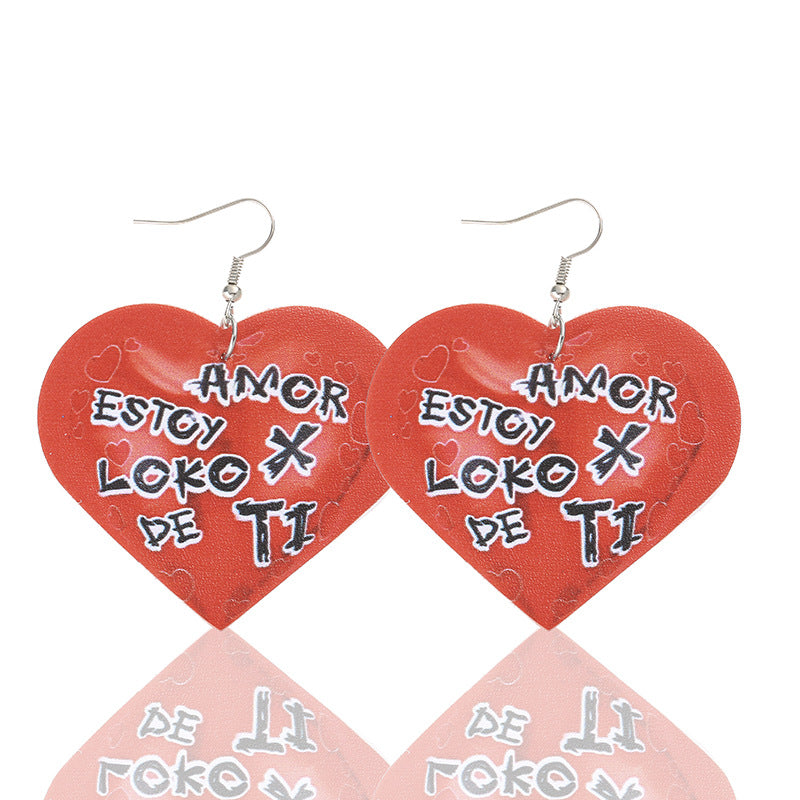 3pcs/Set Pu Leather Sweetheart Design Pink Earrings for Women