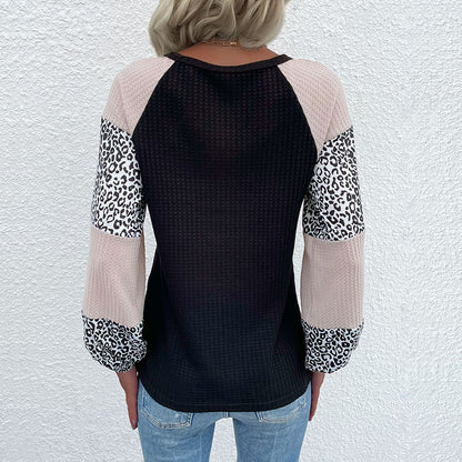 Casual Round Neck Leopard Knitting Sweaters