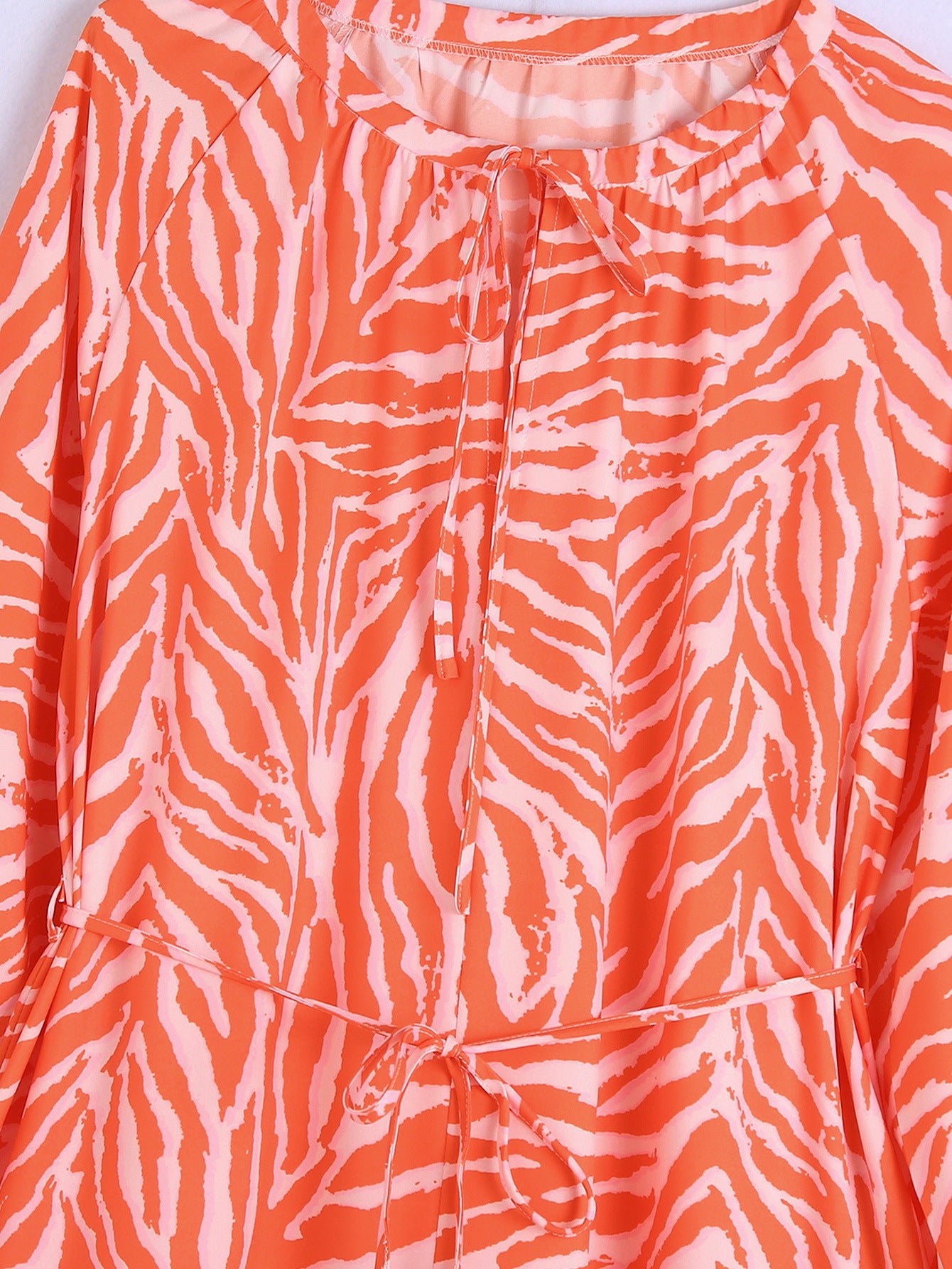 Women Orange Animal Striped Print Summer Dresses